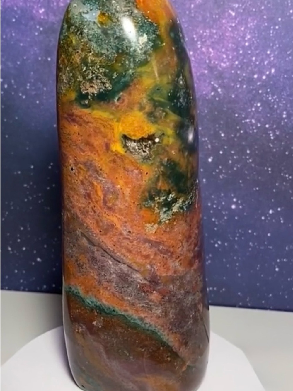 Polished Gorgeous Ocean Jasper Crystal Quartz Tower - Picture 7 of 14